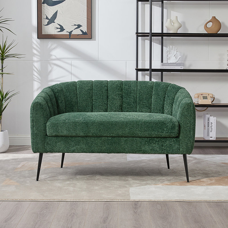 50.2'' Wide Modern Upholstered Loveseat With Metal Legs, Stylish And Comfortable For Small Spaces, Green