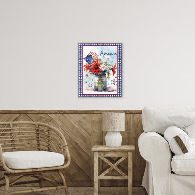 America Bouquet with Flag Framed Giclee, design by Nicole DeCamp