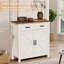 Buffet de style champêtre, 80 cm L x 29 cm P x 80 cm H, panneaux de particules, meuble de rangement blanc monobloc avec 2 tiroirs et 2 portes, capacité de charge de 50 kg