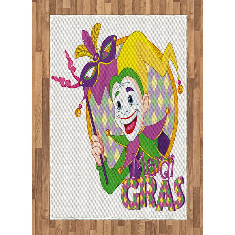 Tapis décoratif en fibres de polyester à haute densité Mardi Gras, Rectangle— 4 pi x 5 pi 8 po