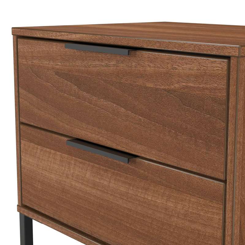 Turah 58cm W Manufactured Wood Bedside Table, Noche Walnut
