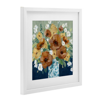 «Bold Poppies Orange Flowers», reproduction encadrée sous verre, design par Carol Robinson