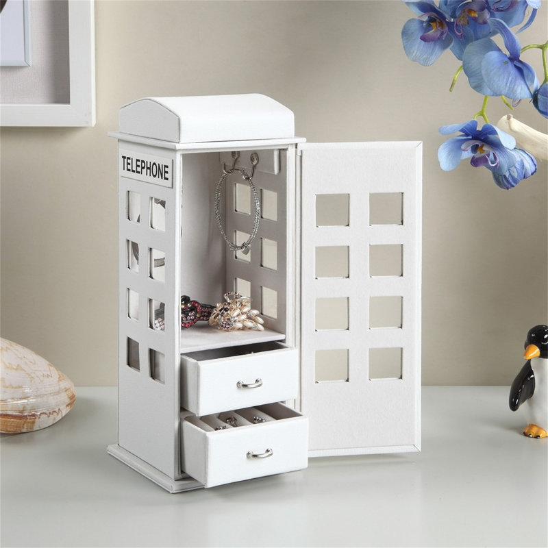 Grande boîte à bijoux en cuir 11,5 po, Blanc