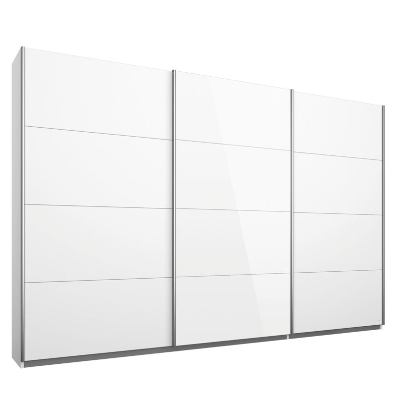 Kulmbach 3 Sliding Door Wardrobe 271 cm Alpinwhite/Glass White INCL. Delivery and Assembly, 210cm H x 271cm W x 62cm D