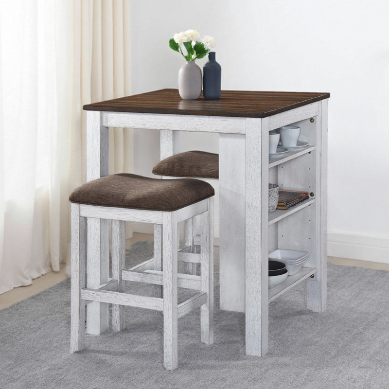 Ensemble de table de salle à manger 3 pièces avec espace de rangement pour les petits espaces