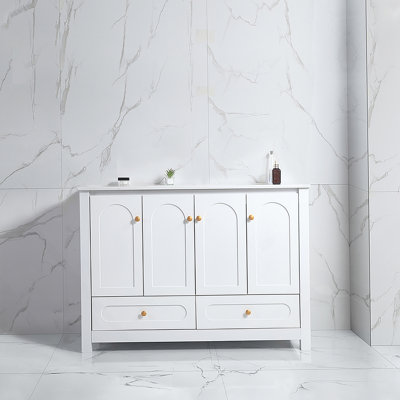 Ensemble de meuble-lavabo 48 po avec lavabo en céramique 48 po, 4 portes à fermeture douce et 2 tiroirs
