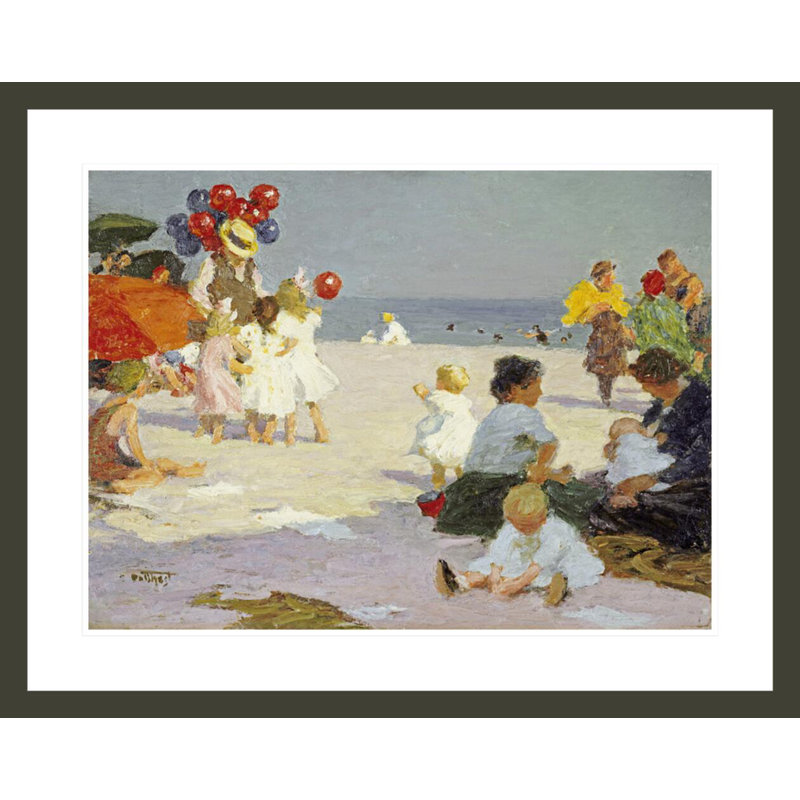 On The Beach By Edward Henry Potthast I - Framed Giclee Print, 23.44" H x 29.5" W