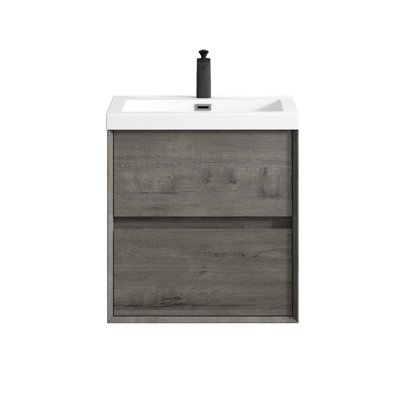 Seavy 23.4'' Single Bathroom Vanity with Acrylic Top, Gray