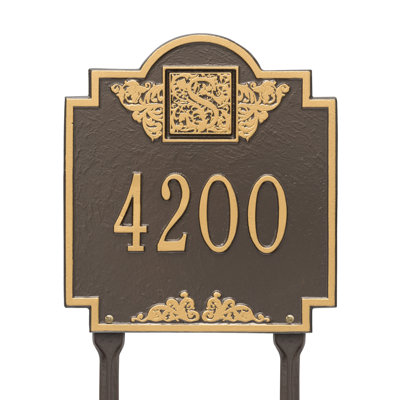 Plaque d'adresse monogramme à 1 ligne pour pelouse