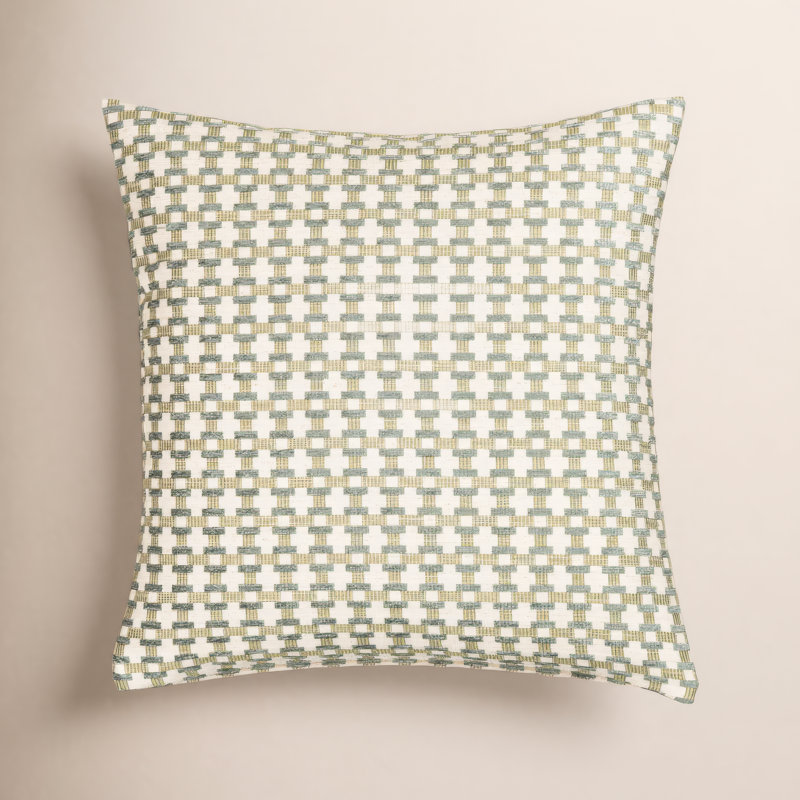 Coussin Birch Lane Stride, Vert géométrique, Plumes, Carré 22 po