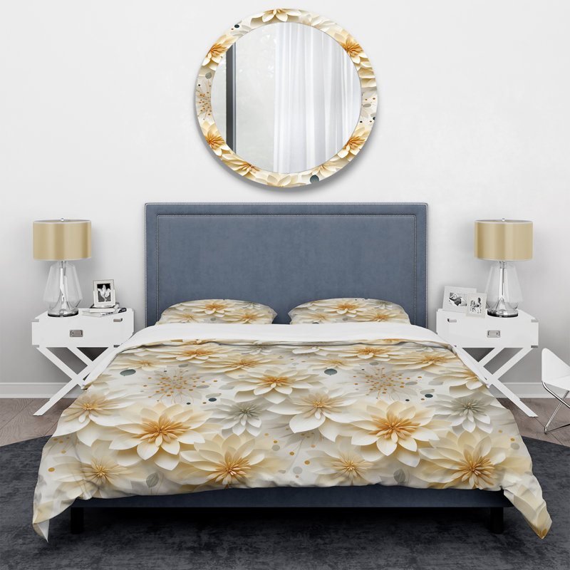 Literie à motif d'œillets, fleurs de mandalas et bohème, Housse de couette pour très grand lit et 2 très