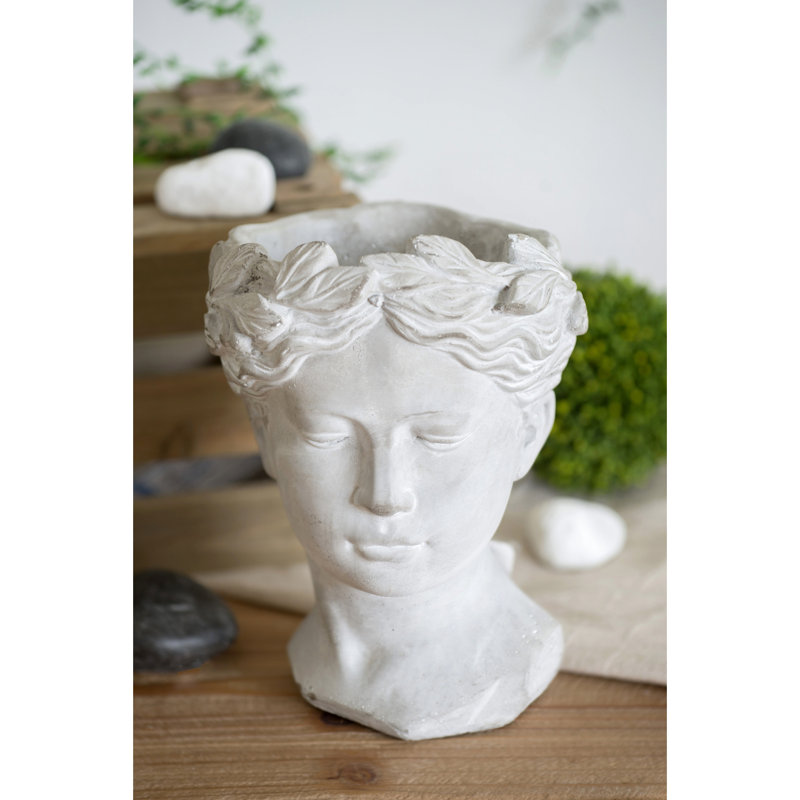 Vase à fleurs d'intérieur en ciment de style grec - 4,47 lb, 6,3 x 5,9 x 9,1 pouces, pot de fleurs gris pour décoration de jardin