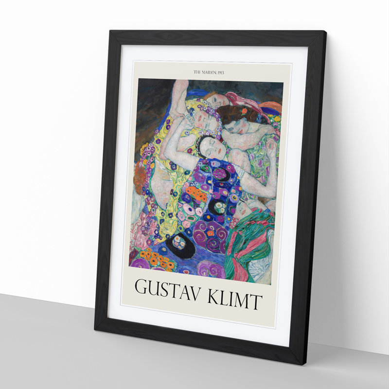The Maiden by Gustav Klimt - Framed Print, 65cm H x 48cm W x 2cm D, Black Framed