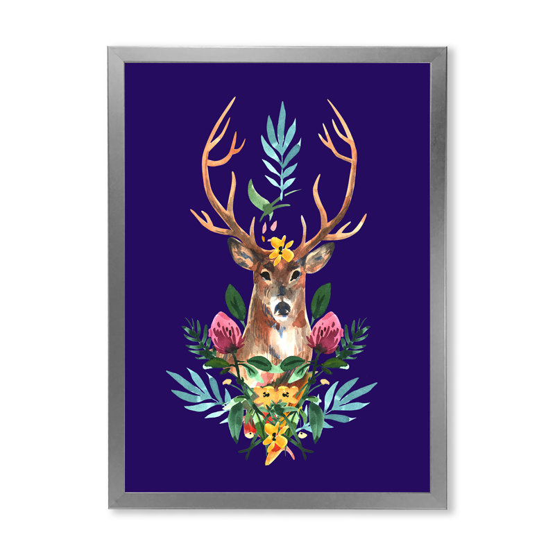 «Cute Christmas Deer Portrait», reproduction sur toile, H 40 po x l 30 po x P 1,5 po, Toile avec cadre photo argenté