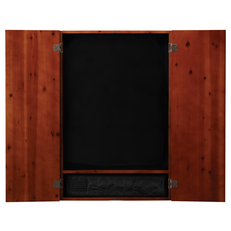 Cinnamon Pine Electronic Dartboard Cabinet Set with LED Light