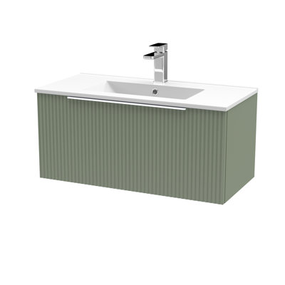 Fluted 800 mm Single Vanity with Drop In Basin