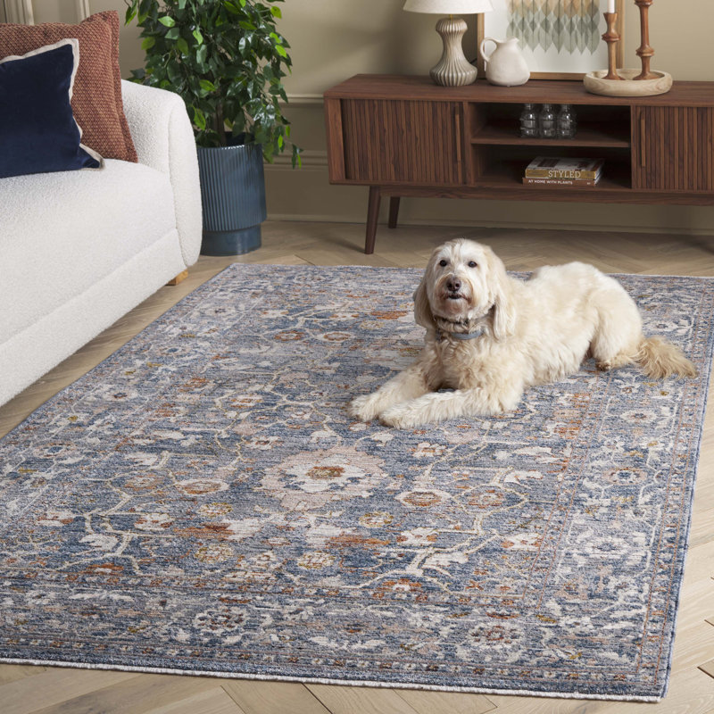 Tapis bleu / gris Heirloom 724, Rectangle 5 pi 3 po x 7 pi 6 po