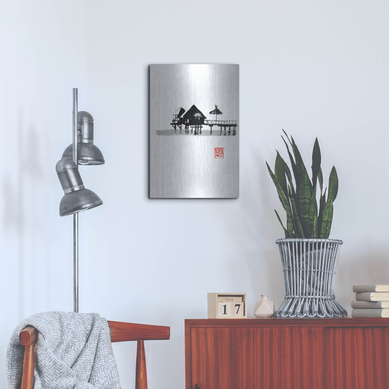 Art mural en métal luxueux «Bungalow» par Pechane, 16 po x 24 po, H 24 po x l 16 po