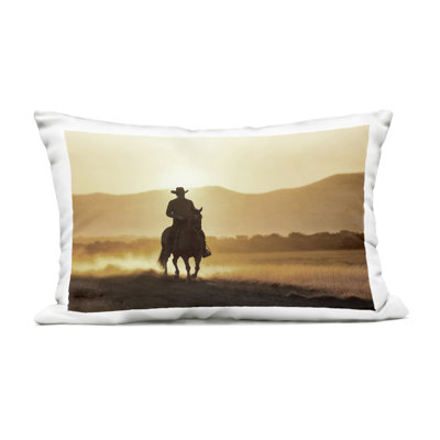 Cowboy's Ride Home Outdoor Printed Pillow, design by Kim Allen