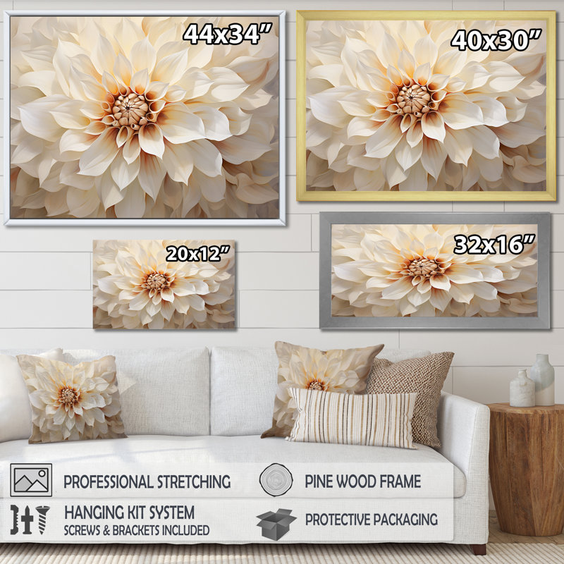 Minimalisme Dahlia I sur impression sur toile, H 12 po x l 20 po x P 1 po, Cadre flottant noir