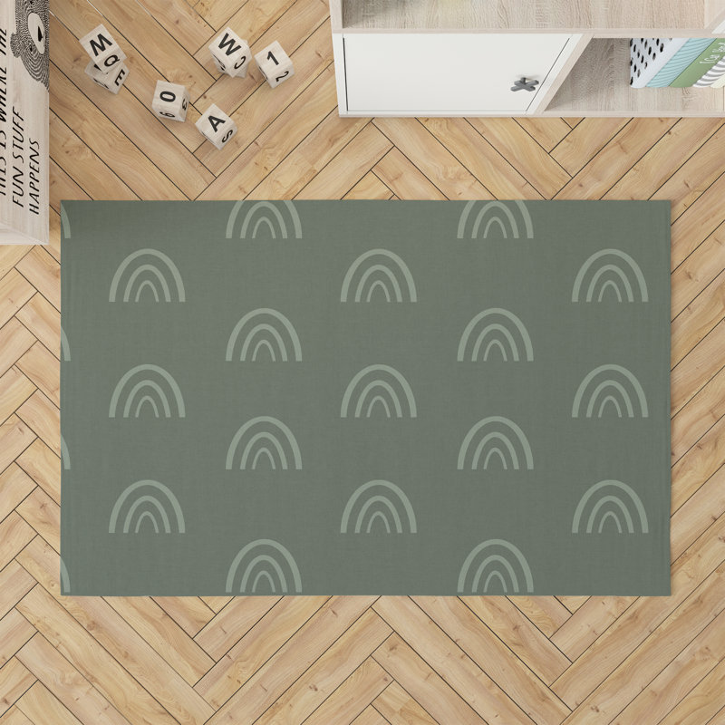 Plain Bows Kids Play Mat, Rectangle 3' x 5', Green