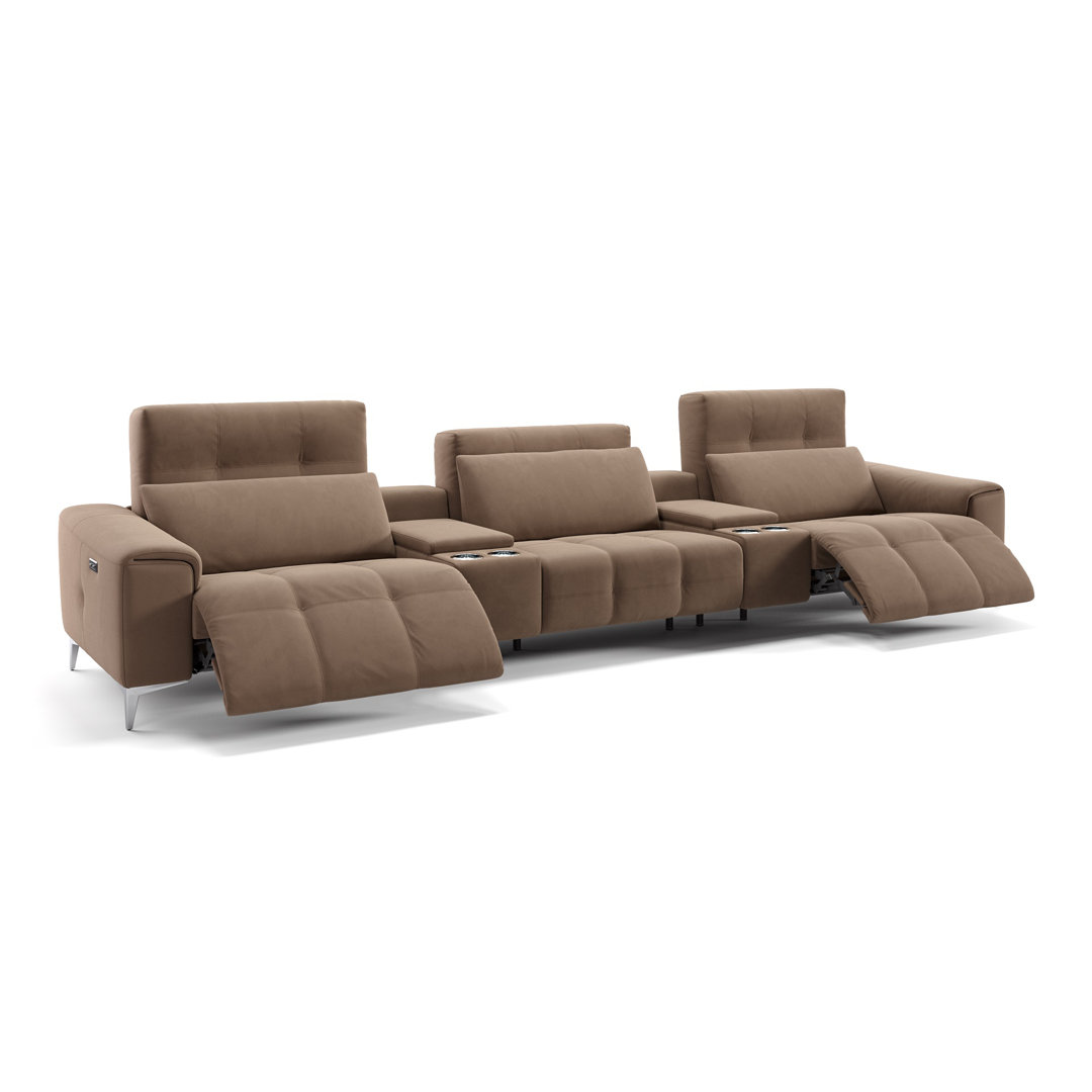 Perspections Stoff 3-Sitzer Kinosofa Cordalia Weiß mit Funktionen