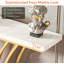 Console 59 po, table d'entrée en faux marbre avec base en métal, canapé d'appoint étroit
