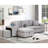 L-Shape Sectional Couch With Sleeper And Chaise Storage, 104.5", 2 Practical Stools, Gray 104.5" Function Fabric-367294648