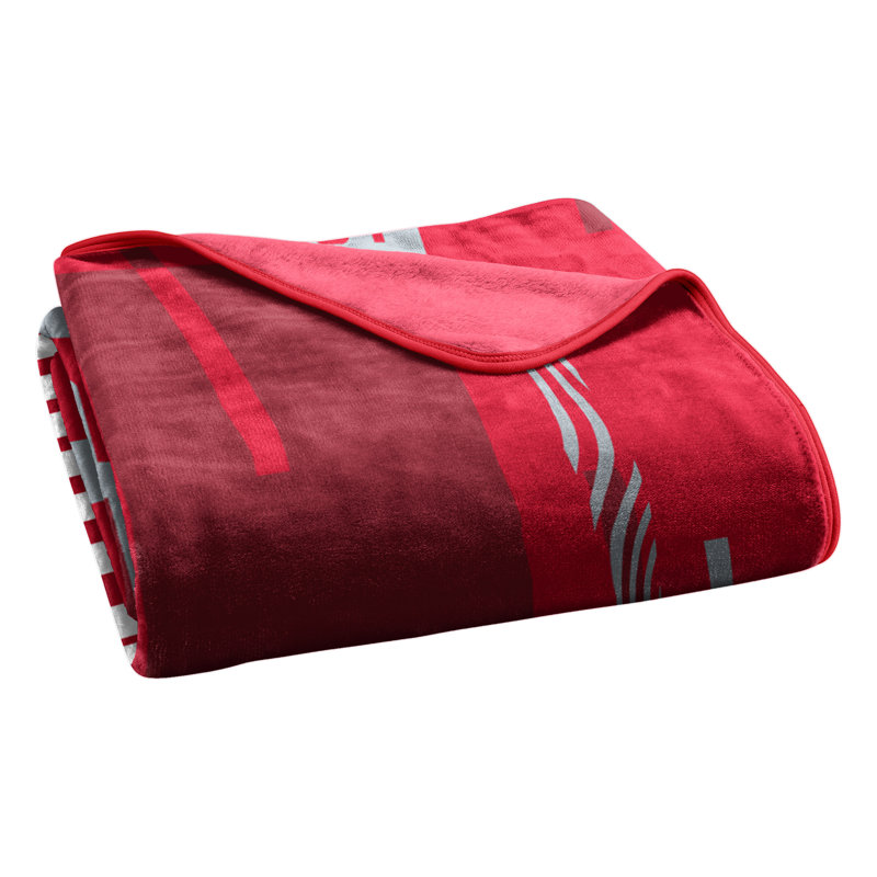 Ohio State Buckeyes Red and Gray Raschel Throw Blanket