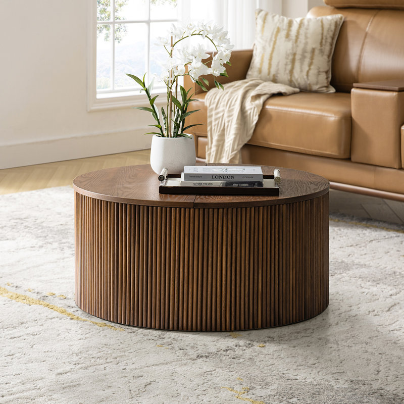 Table basse Jadida, Noyer, H 16,75 po x L 35,5 po x l 35,5 po