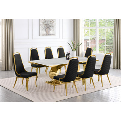 Bankston Marble Top Pedestal Dining Set