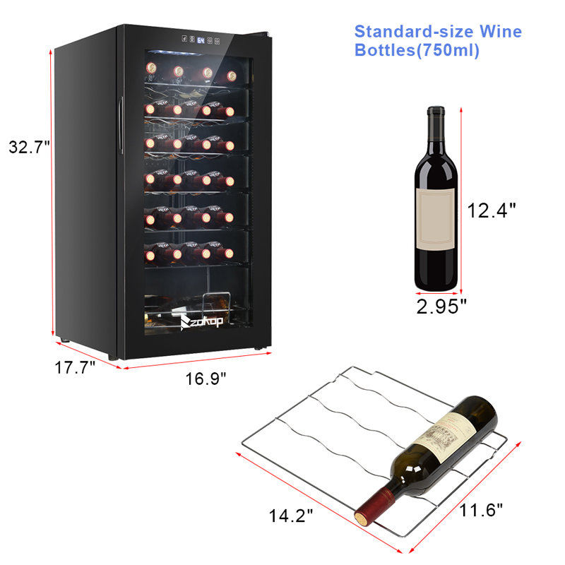 Winado Single Zone 16.9'' Freestanding 28 Bottle Wine & Beverage Refrigerator