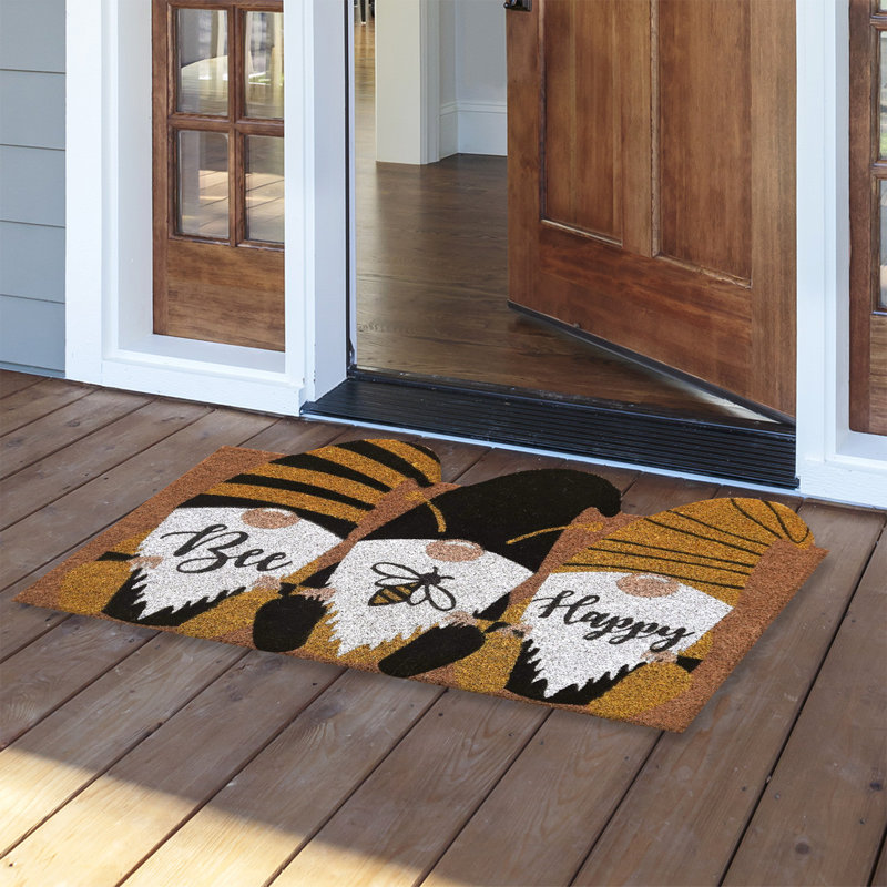 Bee Happy Gnomes Coir Doormat