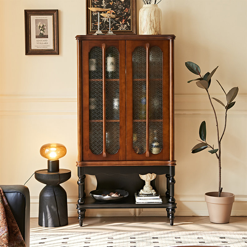 Vintage Patterned Glass Display Cabinet, Ornate Design