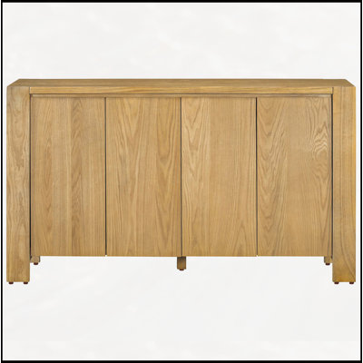 Buffet rustique à 4 portes avec tablettes réglables et finition en bois vieilli