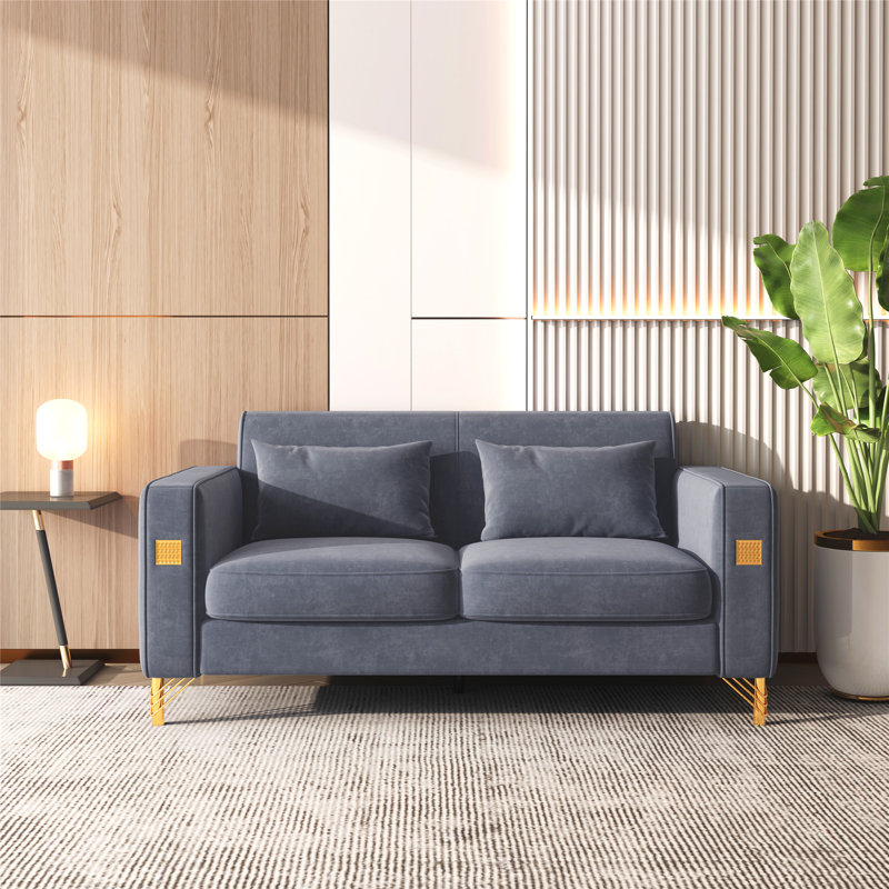 Barcaldine Velvet Loveseat, Gray Velvet