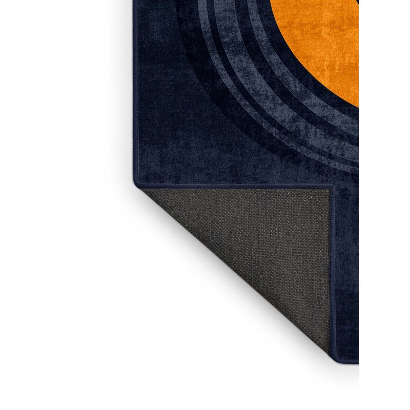Soft Plush Ferland Halloween Modern & Contemporary Abstract Area Rug in Blue – Navy Binding, 7x10