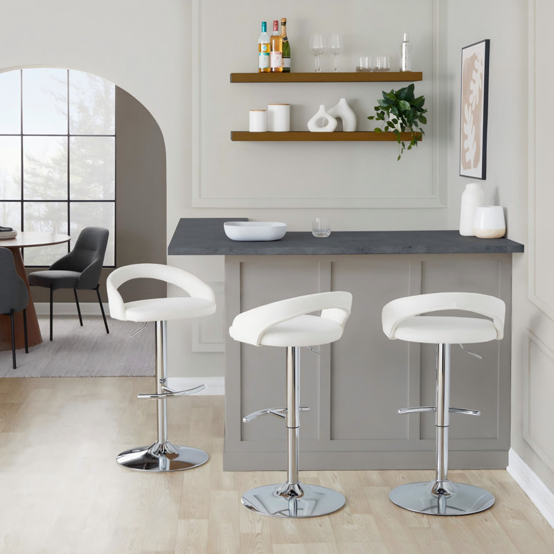 Tabouret de bar réglable, White, Chrome