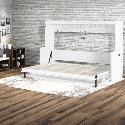 Lit escamotable blanc multifonctionnel peu encombrant avec bureau et conception moderne
