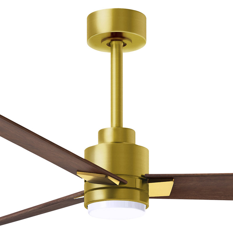Alessandra - Three Blade Transitional Ceiling Fan -LED, Walnut, Brushed Brass, 56"