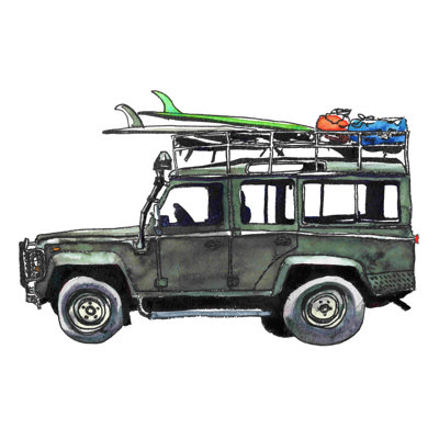 Surf Jeep - peinture sur toile tendue