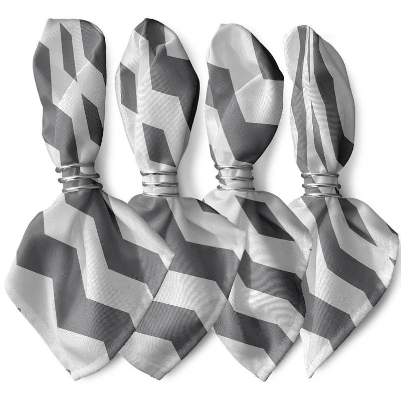 Pemma Polyester Geometric Square Napkin, 18" W x 18" L, Classic Gray