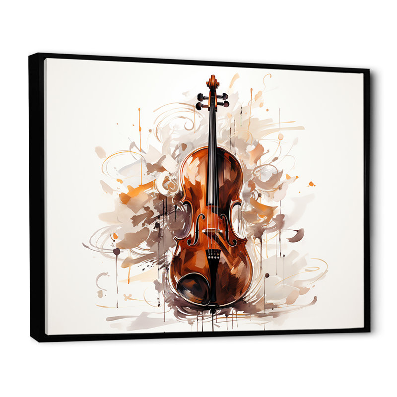 Cello Contour Rich Brown - Décoration murale musique, H 24 po x l 32 po x P 1 po, Cadre flottant noir