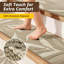 Tapis d'escalier pour marches en bois avec motif de feuille 3D, avec support en TPE, beige