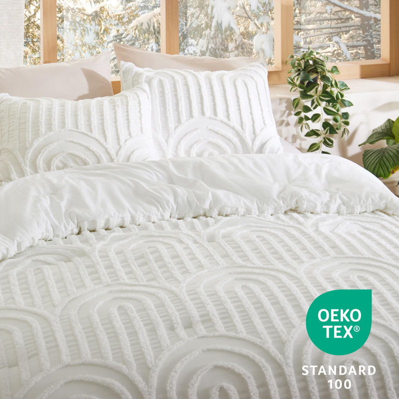 Comforter Set-Arch Jacquard Boho Bedding Sets, Twin Comforter + 1 Standard Sham, White
