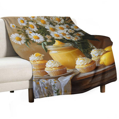 Jeté en flanelle de luxe Lemoncurdcupcakesdaisiesinjar