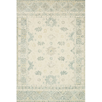 Tapis ivoire en laine crocheté à la main Aden