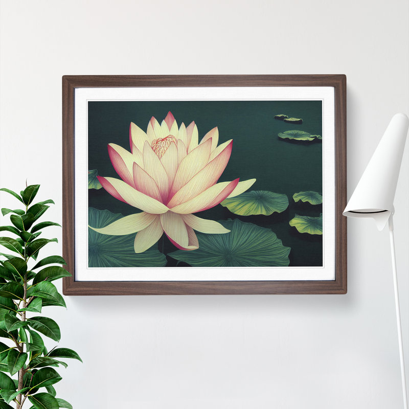 Victorious Lotus Flower - Framed Print, 34cm H x 46cm W x 2cm D, Walnut