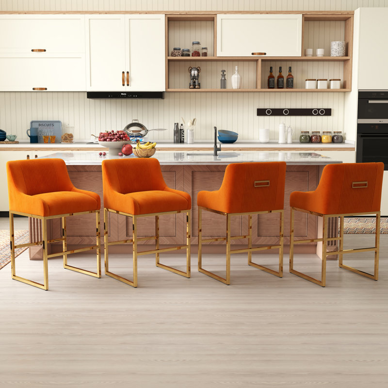 Tabouret de comptoir 26 po Zanthia, Orange, 4