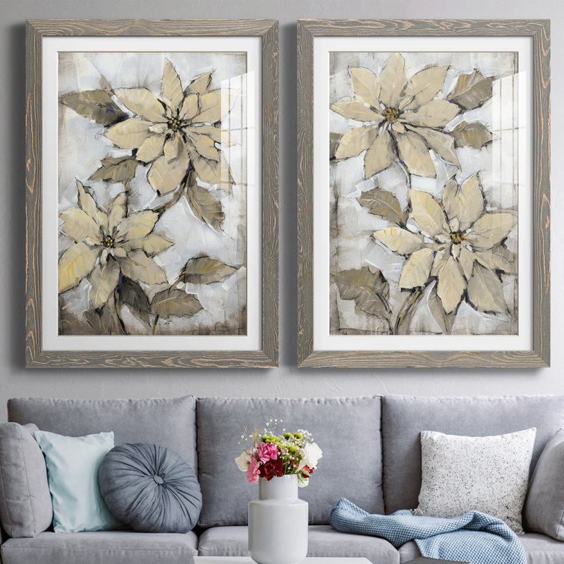 Poinsettia Study I Premium encadré mat - prêt à être suspendu, Encadré gris, H 31,5 po x l 47 po x P 1,5 po